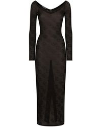 Dolce & Gabbana - Vestido largo con logo en jacquard - Lyst