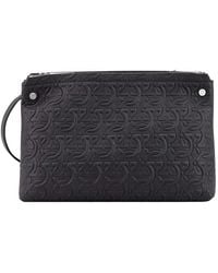 Ferragamo - Borsa A Spalla Con Logo Goffrato - Lyst