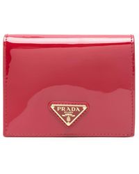 Prada - Patent-leather Bi-fold Wallet - Lyst