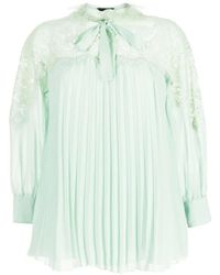 Shiatzy Chen - Pleated Lace-Collared Blouse - Lyst