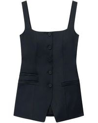 Another Tomorrow - Square-Neck Button-Front Top - Lyst