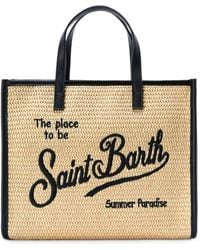 MC2 Saint Barth - Vivian Medium Raffia-Effect Bag With Embroidered Logo - Lyst