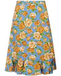 Rabanne - Floral-Print Ruffled Skirt - Lyst