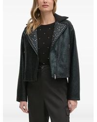 DKNY - Stud-Embellished Biker Jacket - Lyst