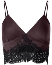 Il Volo - Lace-Trim Silk Bustier Top - Lyst