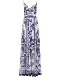 Dolce & Gabbana - Majolica-print Silk Maxi Dress - Lyst