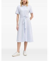Lacoste - Belted Piqué-Texture Midi Dress - Lyst