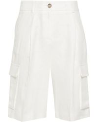 Peserico - Pleat-detail Linen Shorts - Lyst
