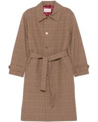 Drole de Monsieur - Check-Pattern Belted Coat - Lyst