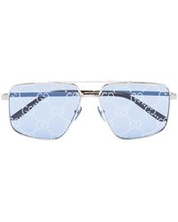 Gucci - Tone New Light Monogram Square Sunglasses - Lyst