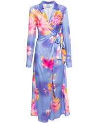 MSGM - Floral-print Wrap Maxi Dress - Lyst