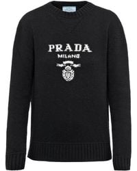Prada - Logo-intarsia Wool-cashmere Jumper - Lyst