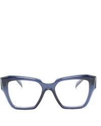 Prada - Eckige Brille Mit Emailliertem Triangel-Logo - Lyst