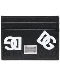 Dolce & Gabbana - Black & White Dg Grained Calfskin Cardholder - Lyst