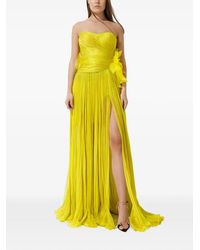 IRIS SERBAN - Floral-Applique Pleated Silk Dress - Lyst