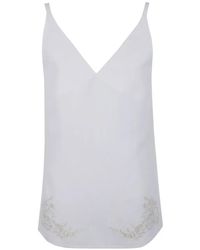 Semicouture - Floral-Embroidered V-Neck Tank Top - Lyst