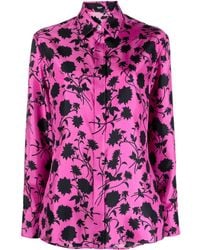 Versace - Floral Silhouette-print Silk Shirt - Lyst