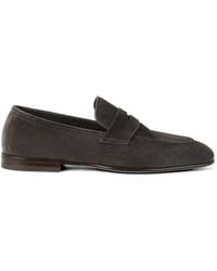 Brunello Cucinelli - Suede Soft Penny Loafers - Lyst