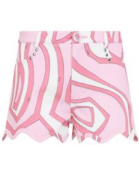 PUCCI - Iride-Print Scalloped-Hem Shorts - Lyst