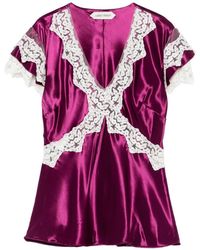 Alberta Ferretti - Lace V-Neck Blouse - Lyst