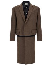 Sacai - Wool Flannel Denim Coat - Lyst