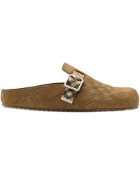 Burberry - Check Suede Urchin Clogs - Lyst
