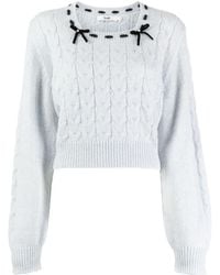 B+ AB - Bow-detail Cable-knit Jumper - Lyst