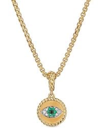 David Yurman - 18kt Yellow Gold Evil Eye Emerald And Diamond Amulet - Lyst