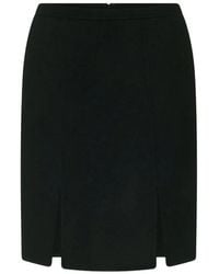 Loulou de Saison - Judy Wollen Straight Midi-Rok Met Dubbele Split - Lyst