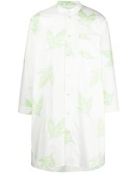 Bode - Leaf-Print Band-Collar Shirt - Lyst