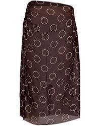 Prada - Dot-print Georgette Pencil Skirt - Lyst