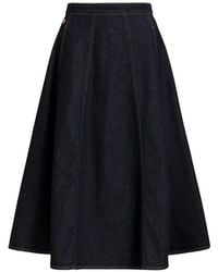 Alberta Ferretti - Contrast-Stitch Panelled Midi Skirt - Lyst