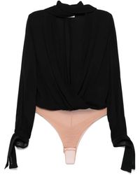 Elisabetta Franchi - Tie-Neck Georgette Bodysuit - Lyst
