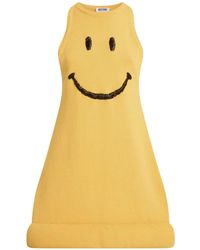 Moschino - Smiley-Embroidered Padded-Hem Mini Dress - Lyst