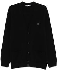 Maison Kitsuné - Fox Head Patch Cardigan With Ribbed Cuffs - Lyst