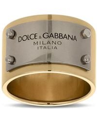 Dolce & Gabbana - Engraved-logo Plaque Band Ring - Lyst