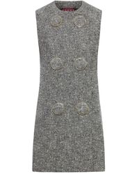 Gucci - Buttoned Wool Mini Dress - Lyst