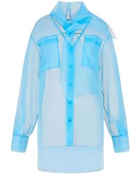 Giorgio Armani - Sheer V-Neck Silk Top - Lyst