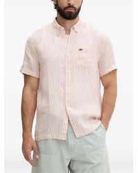 Lacoste - Striped Short-Sleeve Linen Shirt - Lyst