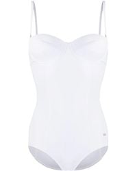 Dolce & Gabbana - Dg Plaque Bustier Swimsuit - Lyst
