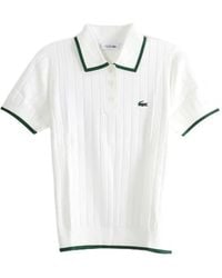 Lacoste - Ribbed-Knit Logo-Patch Polo Shirt - Lyst