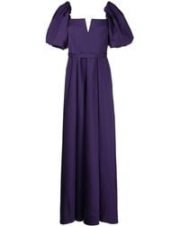 Alberta Ferretti - Pleat-Detail Puff-Sleeves Gown - Lyst
