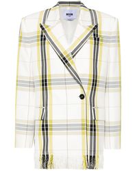 MSGM - Check-pattern Double-breasted Blazer - Lyst