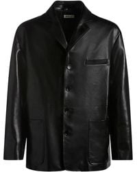 Bally - Single-Breasted Leather Blazer - Lyst