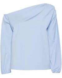 Semicouture - Asymmetric-Neck Cotton Blouse - Lyst