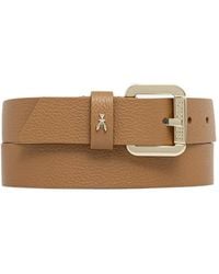 Patrizia Pepe - Logo-Plaque Pebbled-Leather Belt - Lyst