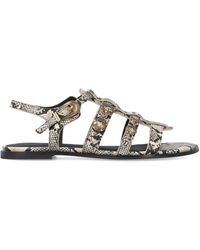 Pinko - Snakeskin-Effect Buckled Sandals - Lyst