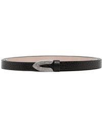 Brunello Cucinelli - Pebble-leather Thin Belt - Lyst
