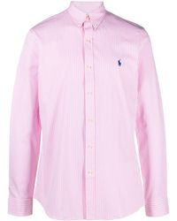 Polo Ralph Lauren - Gestreept Overhemd Met Geborduurd Logo - Lyst