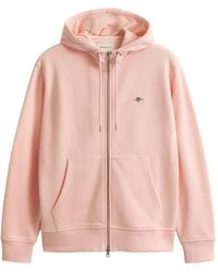 GANT - Logo-Embroidered Zip-Up Hoodie - Lyst